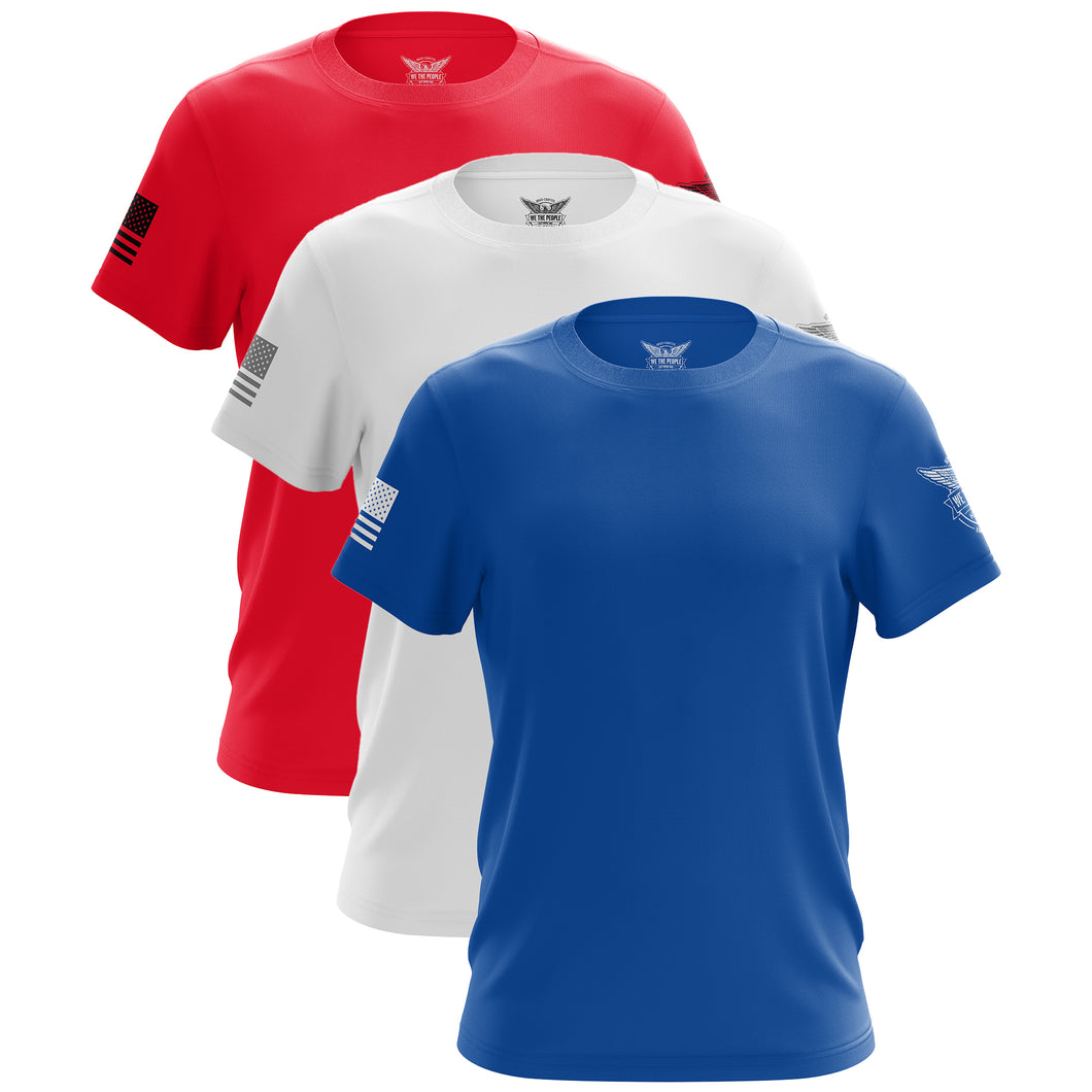 Red, White, & Blue Freedom Short Sleeve Shirt Bundle (3 Pack)