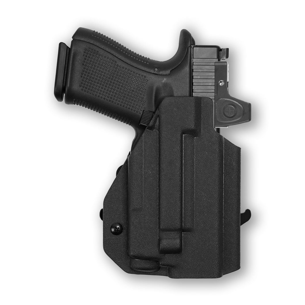Glock 23 Gen 1-4 MOS with Olight Baldr S Light Red Dot Optic Cut OWB Holster