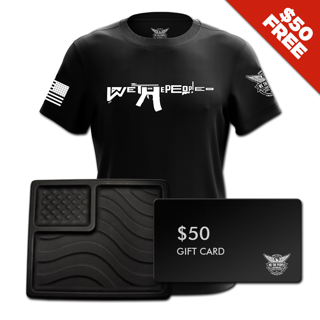 Patriot Gift Bundle – AR-15 Shirt + American Flag Dump Tray + FREE $50 Gift Card