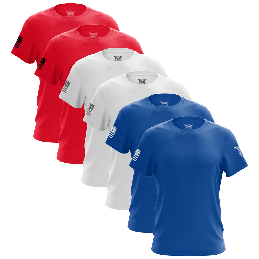 Red, White, & Blue Freedom Short Sleeve Shirt Bundle (6 Pack)