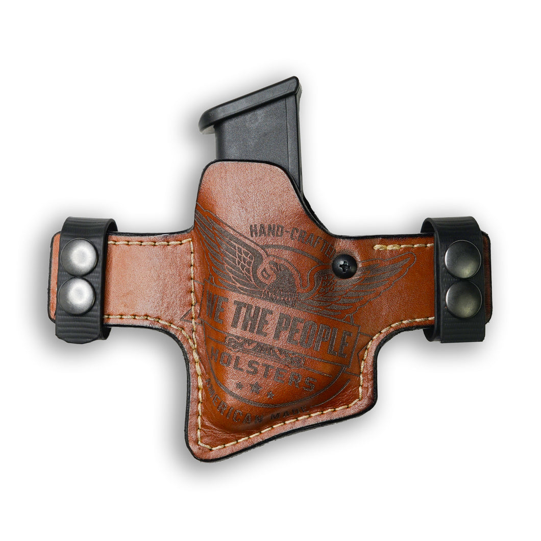 Double Stack Compact/Full Size 10MM/45 Independence Leather OWB Magazine Carrier / Holster