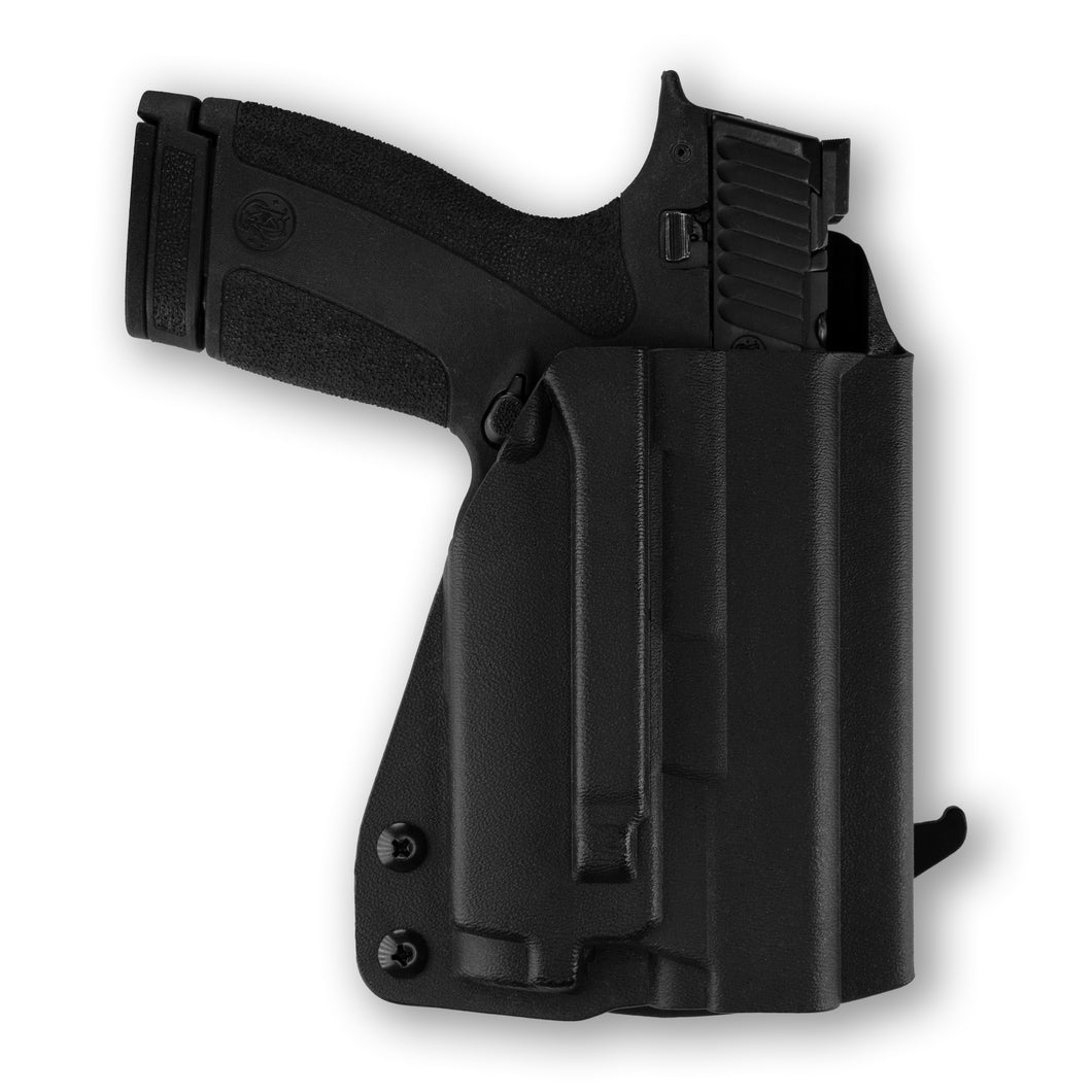 Smith & Wesson M&P Shield X Thumb Safety with Olight Baldr RL Mini Light OWB Holster