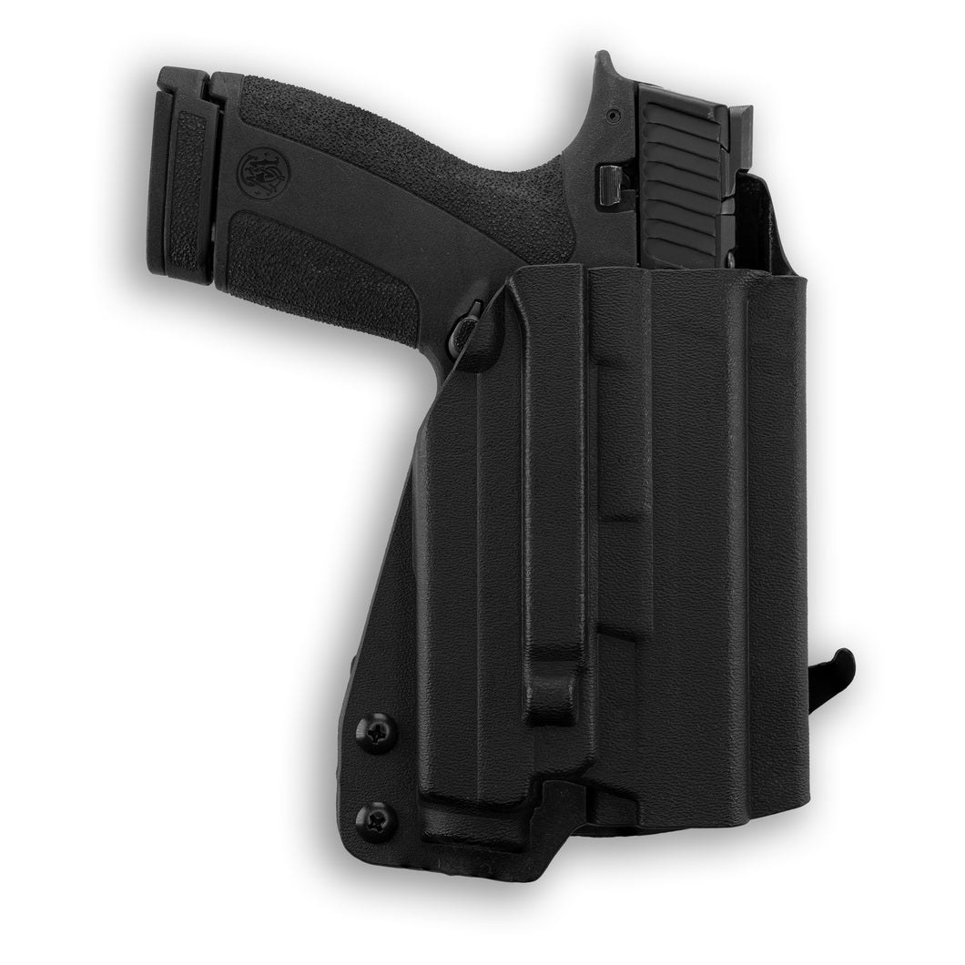 Smith & Wesson M&P Shield X No Thumb Safety with Olight Baldr S Light OWB Holster