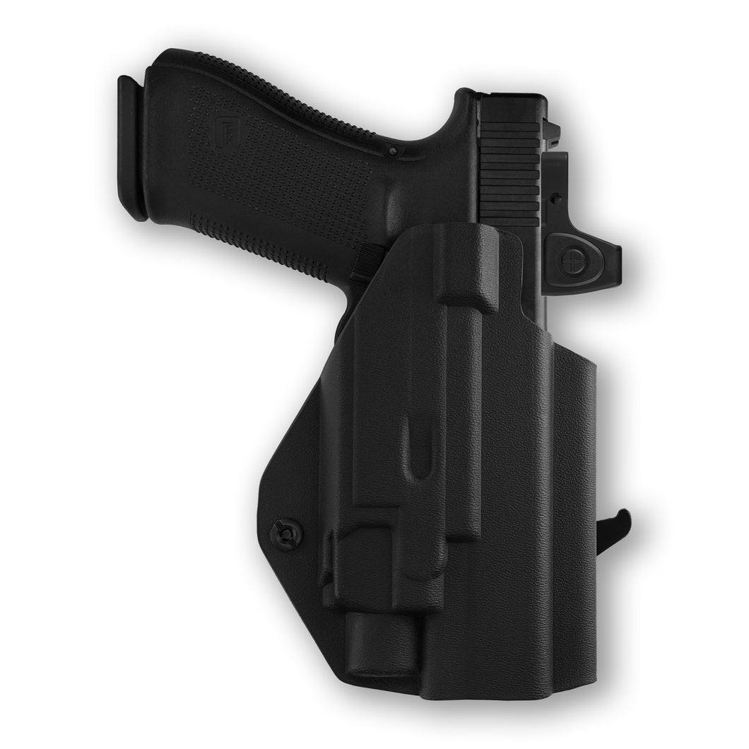 Glock 22 Gen 1-4 MOS with Streamlight TLR-8 HL-X Light Red Dot Optic Cut OWB Holster