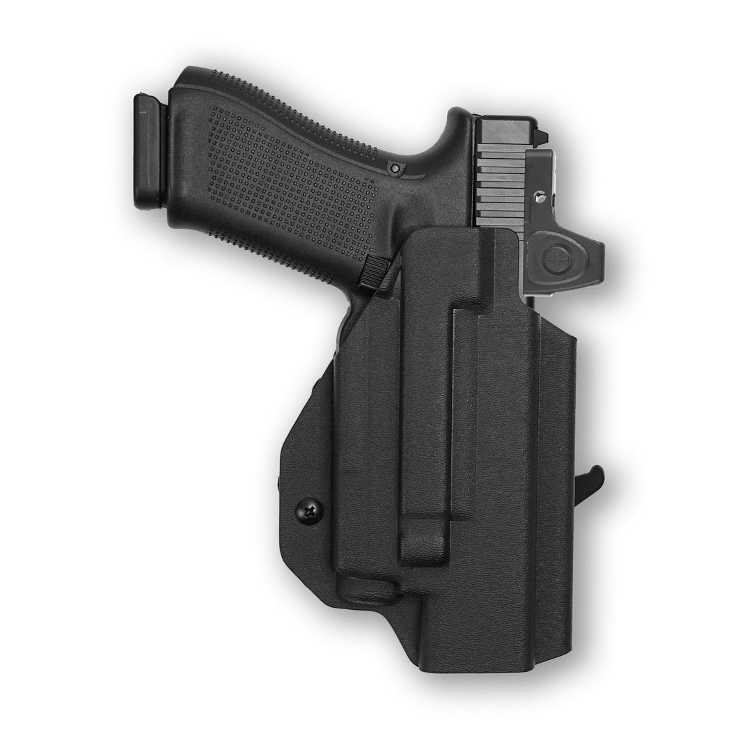 Glock 22 Gen 1-4 MOS with Olight Baldr S Light Red Dot Optic Cut OWB Holster