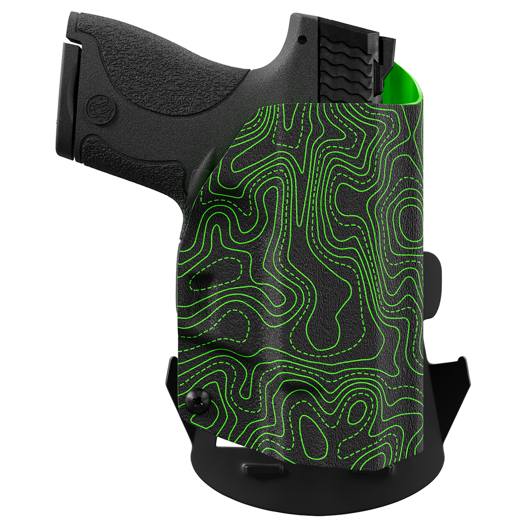 Green Topographic Map Custom Printed Holster - OWB Kydex Holster