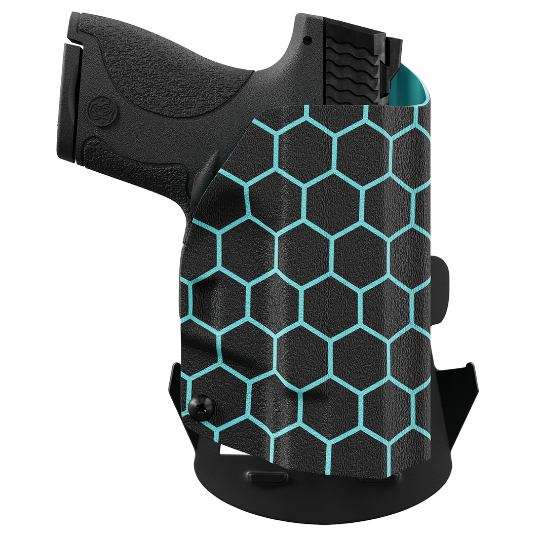 Aqua Honeycomb Custom Printed Holster - OWB Kydex Holster