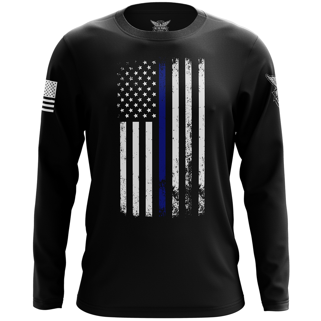 American Flag Thin Blue Line Long Sleeve Shirt