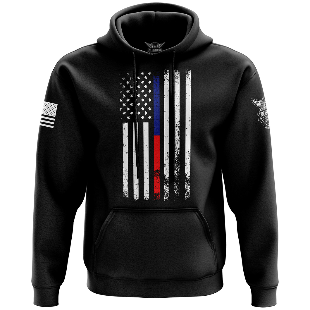 American Flag Thin Blue Red Line Hoodie