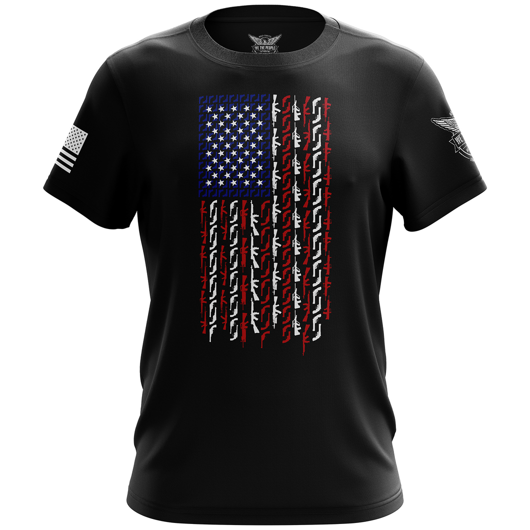 American Flag in Guns - Patriotic Colors Short Sleeve Shirt