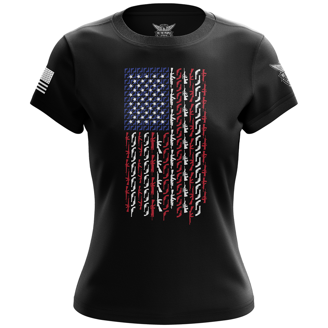 American Flag in Guns - Patriotic Colors Women's Short Sleeve Shirt