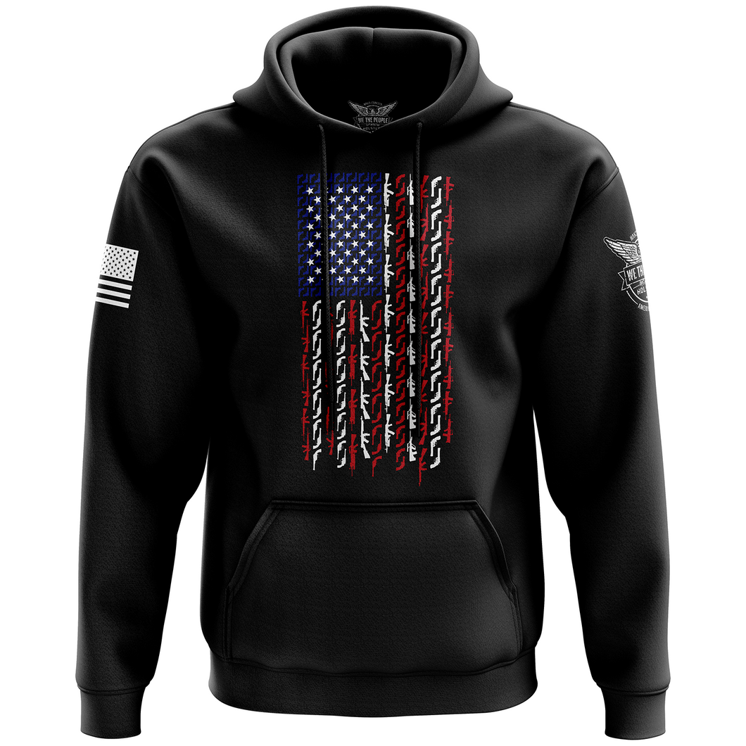 American Flag in Guns - Patriotic Colors Hoodie