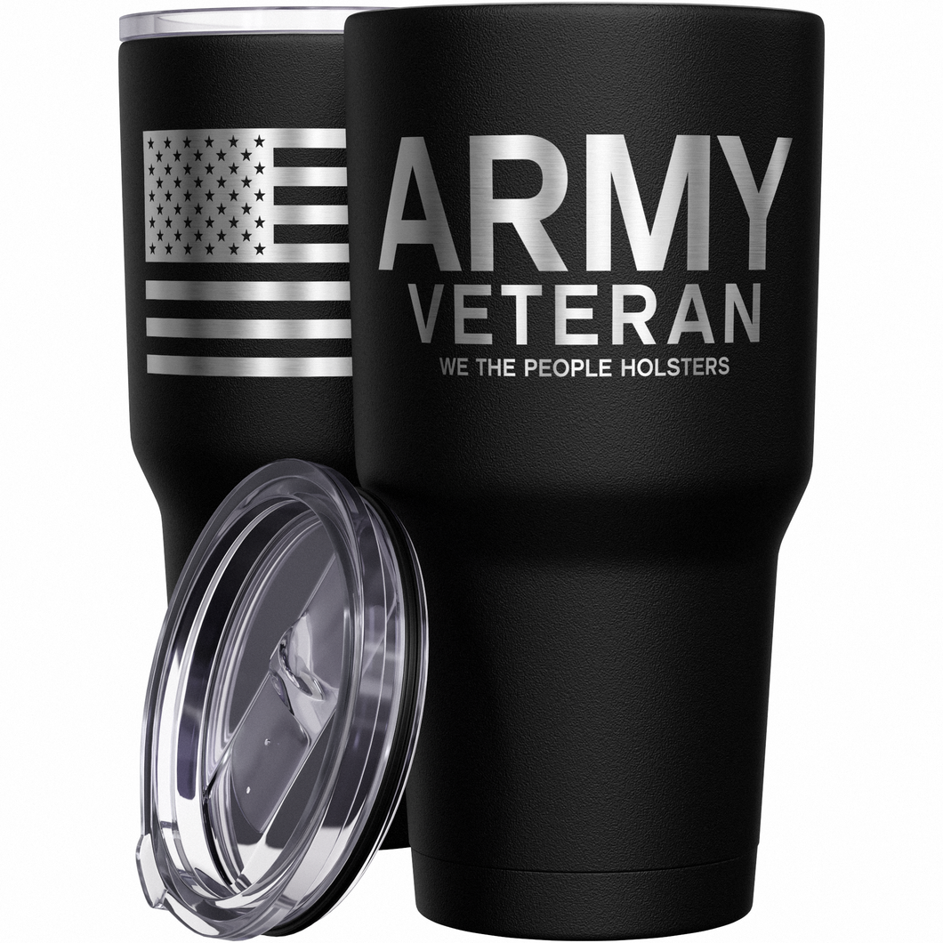 Army Vet + American Flag Stainless Steel Tumbler