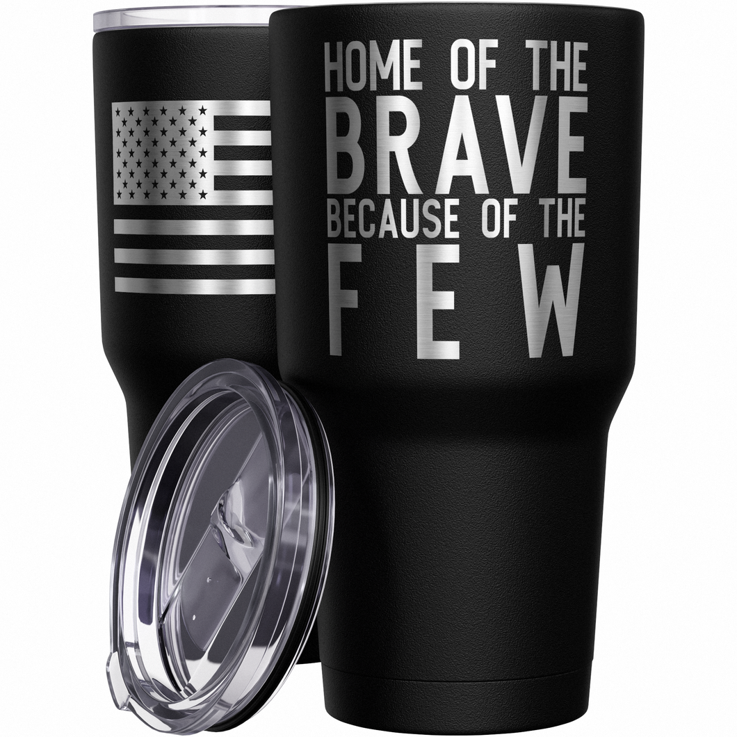 Home of the Brave + American Flag Stainless Steel Tumbler