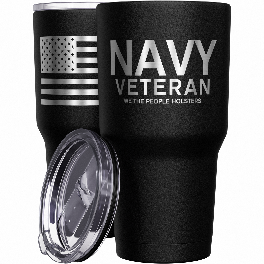 Navy Vet + American Flag Stainless Steel Tumbler
