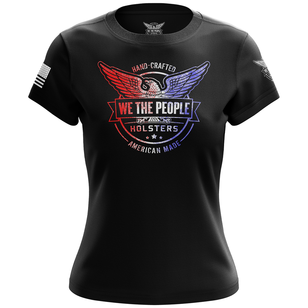 We The People Holsters Distressed Flag Logo Women's Short Sleeve Shirt