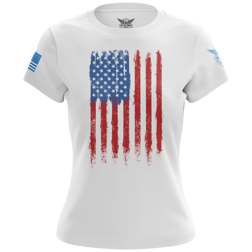 Fresh Paint American Flag Women's Short Sleeve Shirt