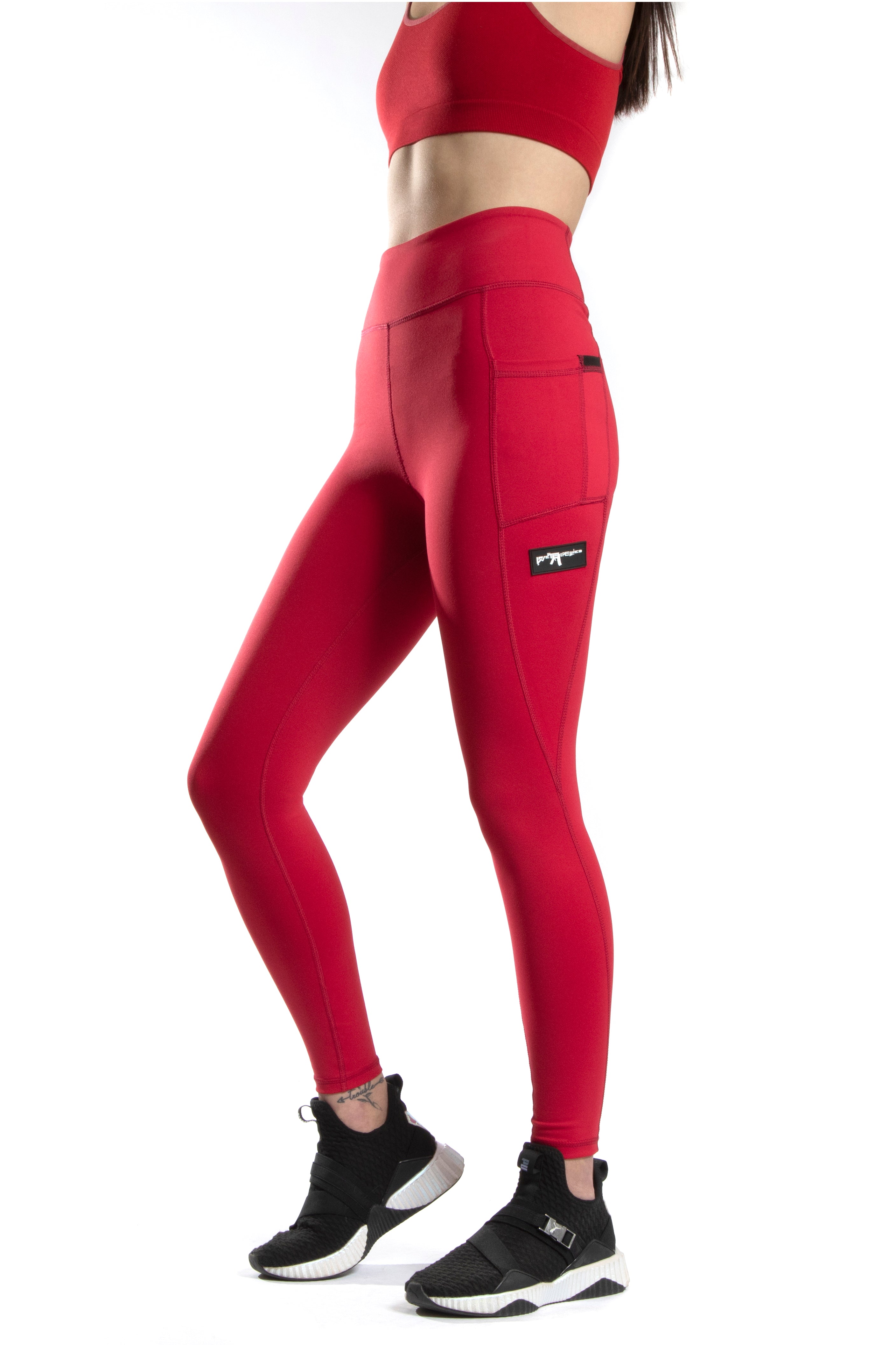 Life League Gear - Dive - Women's Leggings with Pockets (Red/Black  Accents)