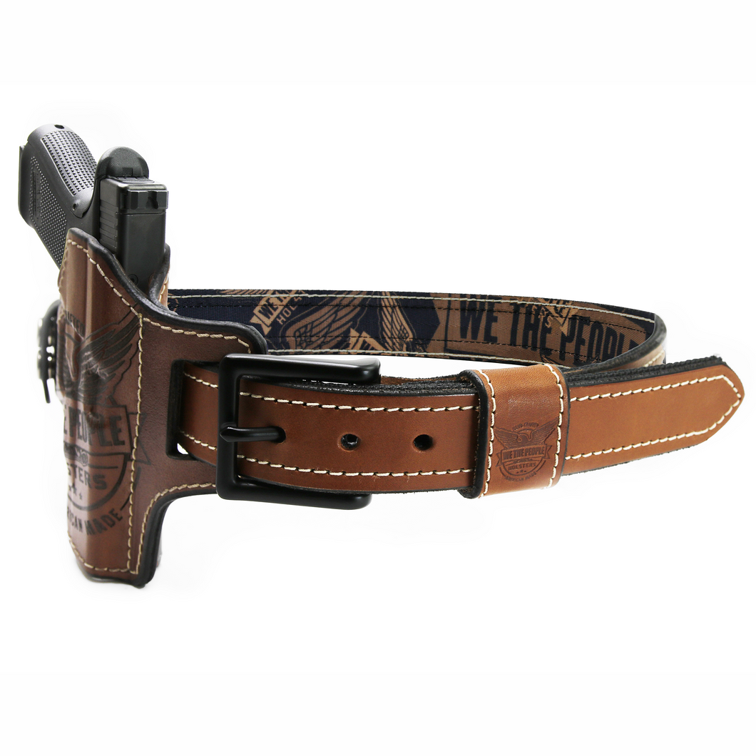 Independence Leather Gun Belt Reinforced with Scuba Nylon