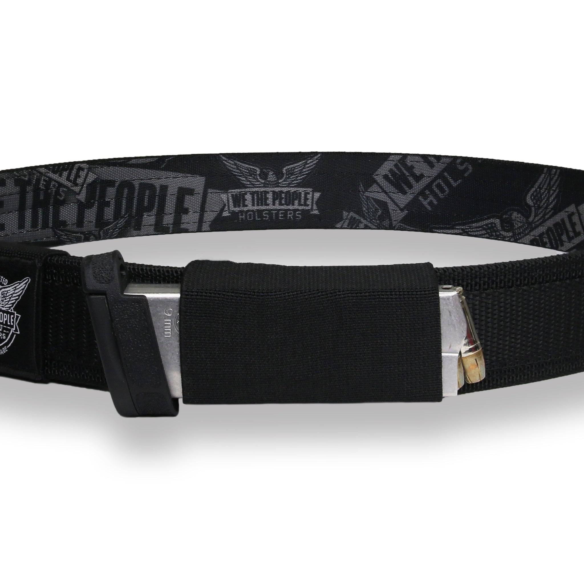 We The People Black Leather Gun Belt with Embossed Logo - New Custom Leather Belt - We The People - Anvil Customs main image 4