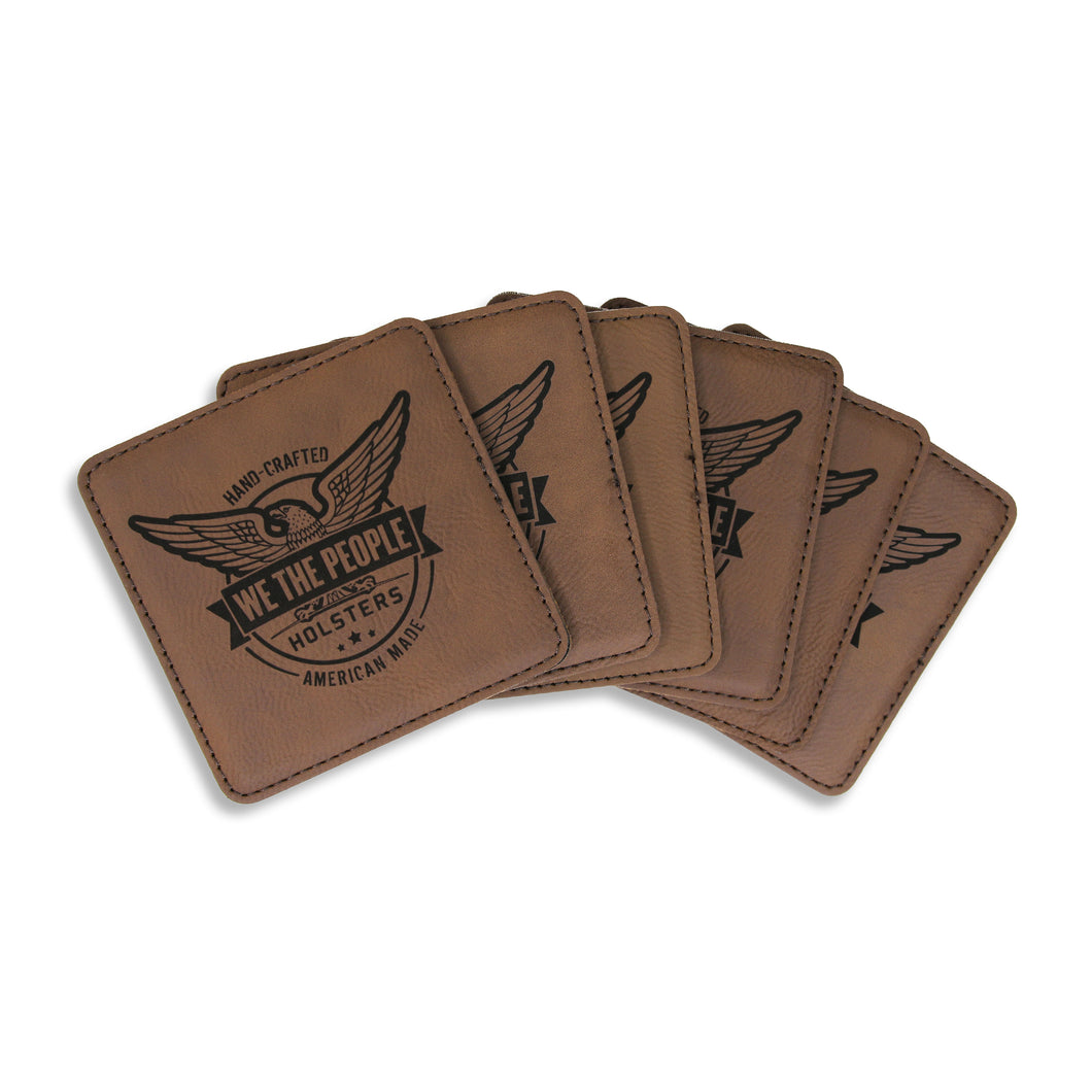 We The People Holsters Logo Leatherette 4x4 inch 6 Coaster set